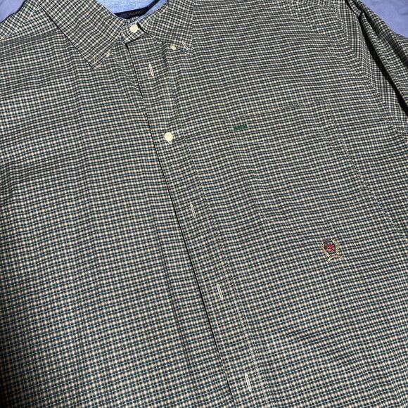 Tommy Hilfiger Green Checked Button Up Shirt Size Mens XL - Picture 2 of 7